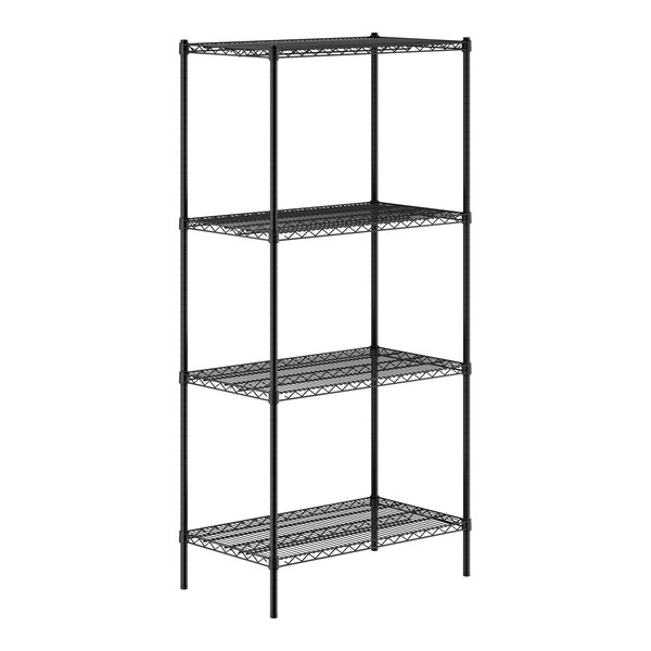 Regency 21" x 36" NSF Black Epoxy 4-Shelf Kit with 74" Posts