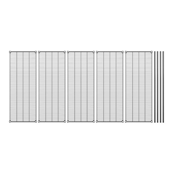A white rectangular grid with black lines, a row of metal grids.