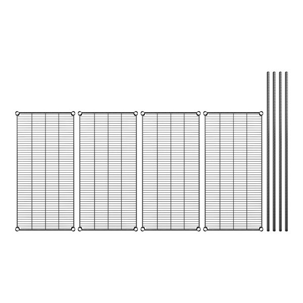 A row of metal bars with a grid of metal rods.