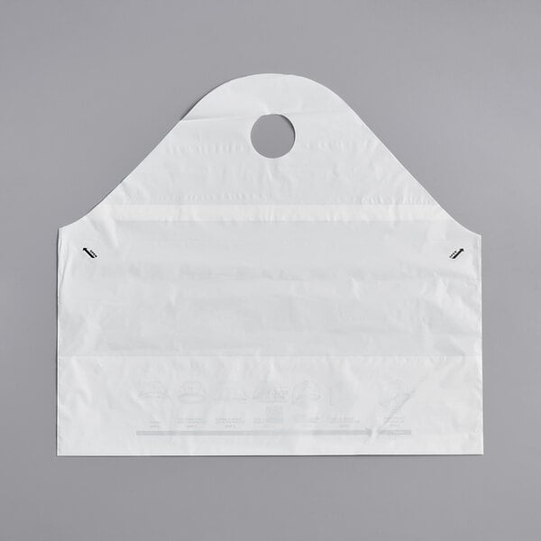 A white plastic Seal2Go delivery bag with a hole in the top.