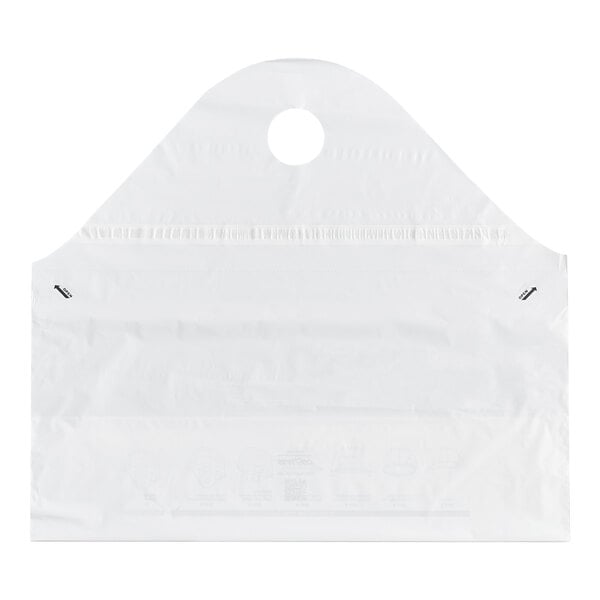 A white plastic bag with a wavetop design and a circular handle cutout at the top.