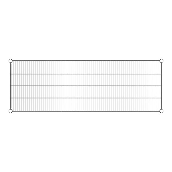 A Regency black wire shelf with a grid pattern.