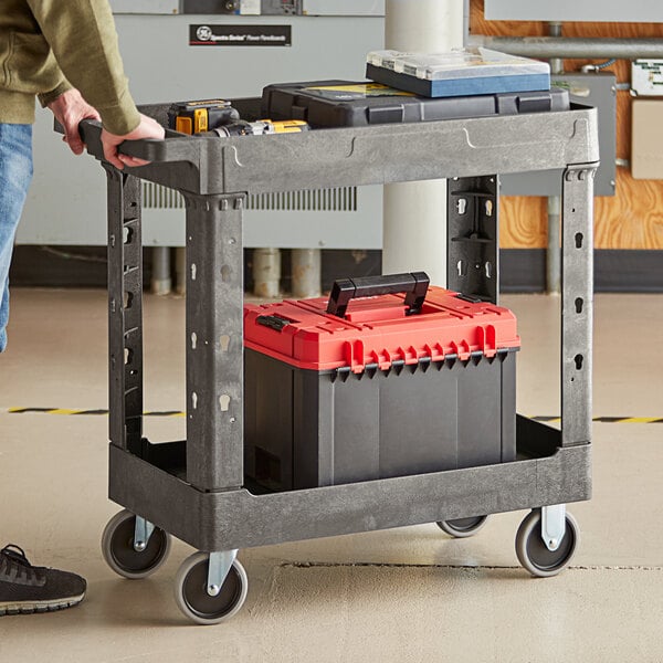 a cart with a tool box and tools on it