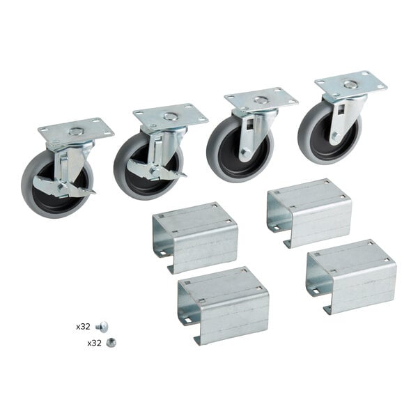 Vollrath 38099 4" Swivel Plate Casters for ServeWell® Hot and Cold Food Tables - 4/Set