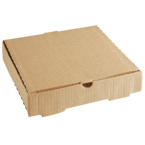 A Choice kraft cardboard pizza box.