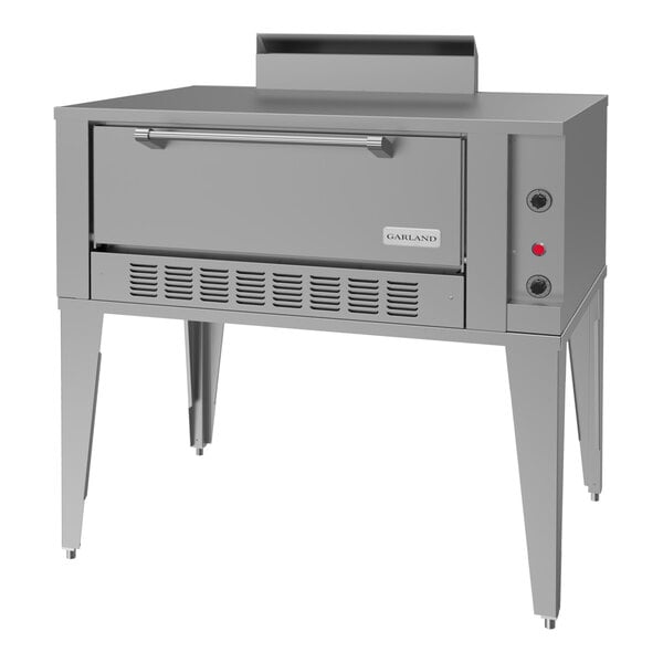 A commercial single deck natural gas roast oven with a stainless steel exterior and control knobs on the right side.
