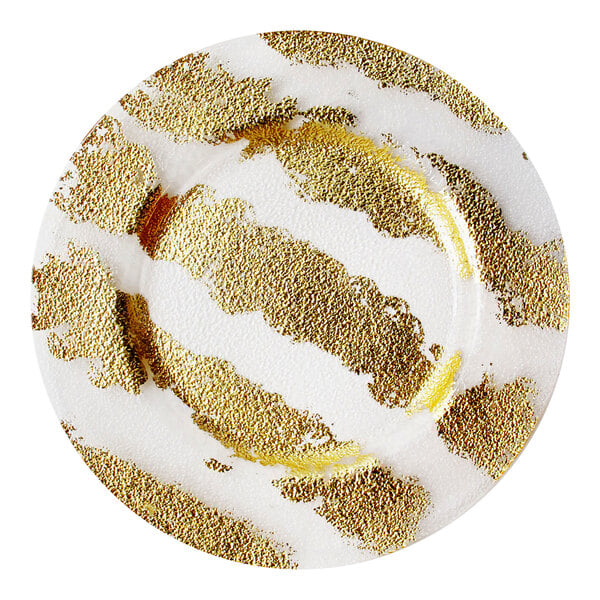 American Atelier 13" Round Gold Ribbon Glass Charger Plate by Jay Companies - 8/Pack