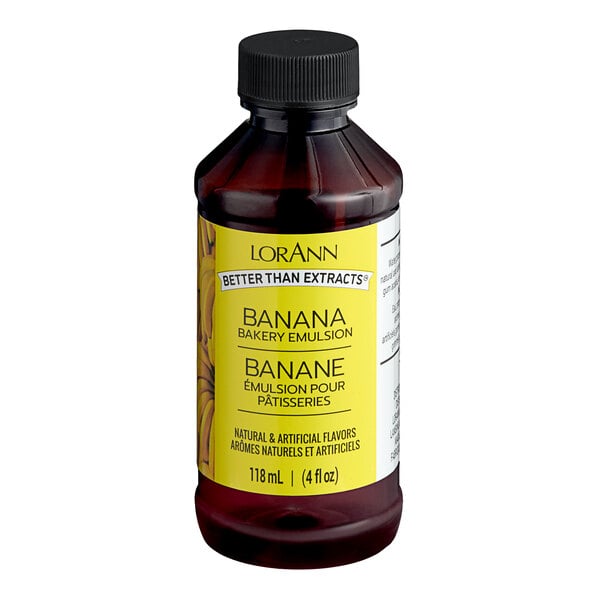 A 4 fl. oz. bottle of LorAnn Oils Banana Bakery Emulsion.