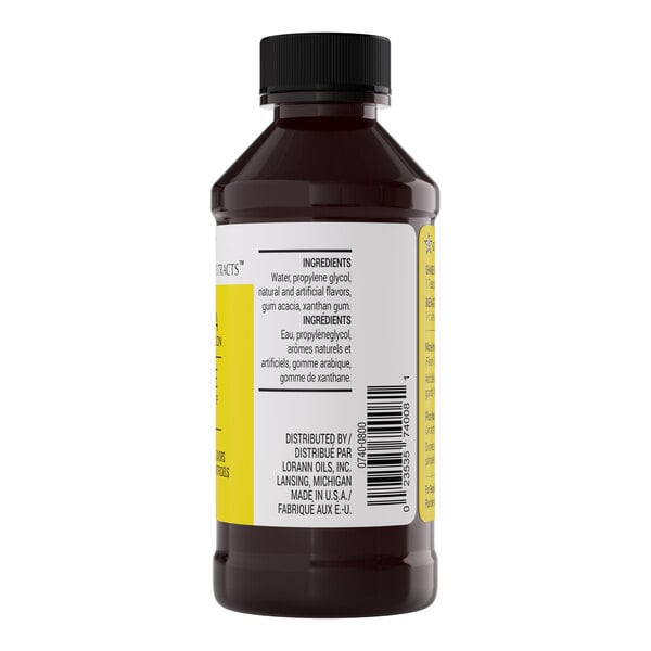 A 4 fl. oz. bottle of LorAnn Oils Banana Bakery Emulsion.