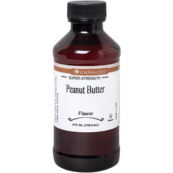 A bottle of LorAnn Oils Peanut Butter Super Strength Flavor.