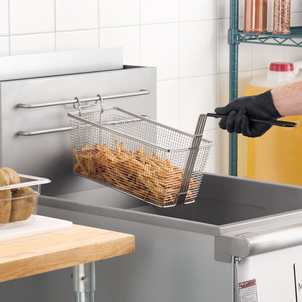 Anets A4500308 Equivalent 13 1/4" x 6 1/2" x 5 7/8" Twin Fryer Basket with Front Hook