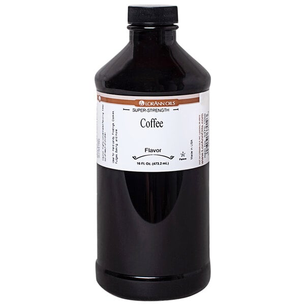 A bottle of LorAnn Oils coffee flavor on a white background.