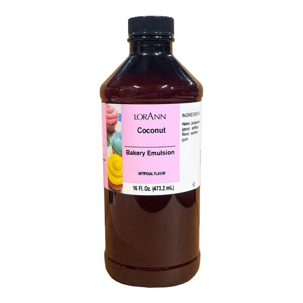A bottle of LorAnn Oils Coconut Bakery Emulsion.