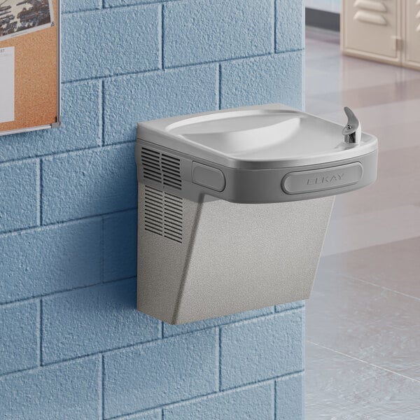 Zurn Elkay EZS8L Light Gray Granite 8 GPH Wall Mount Non-Filtered Drinking Fountain with Extra Deep Basin and Vinyl Finish - 115V - Chilled