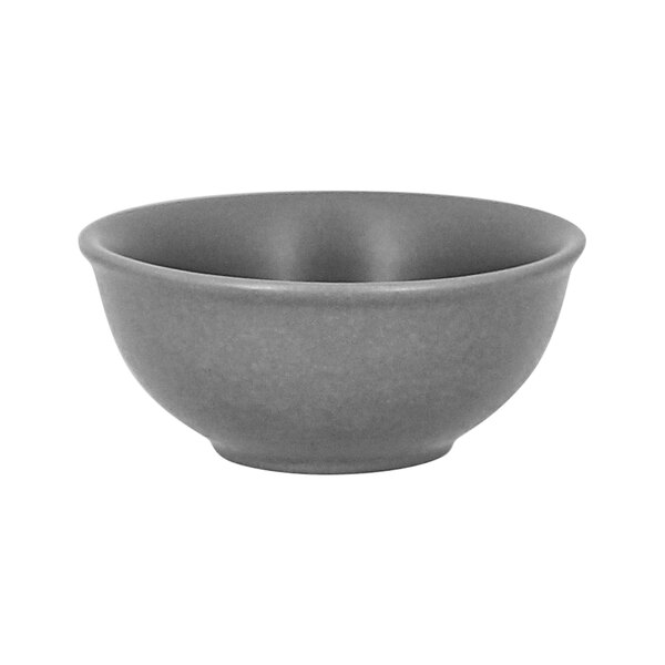 A close-up of a RAK Porcelain grey bowl.