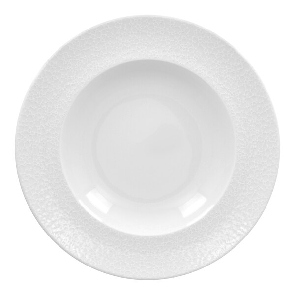 RAK Porcelain Charm 11" Bright White Embossed Wide Rim Round Deep Porcelain Plate - 12/Case