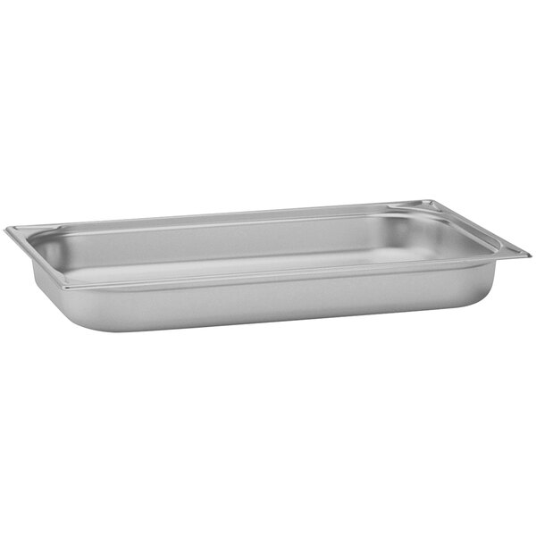 A Hepp stainless steel hotel pan on a counter.