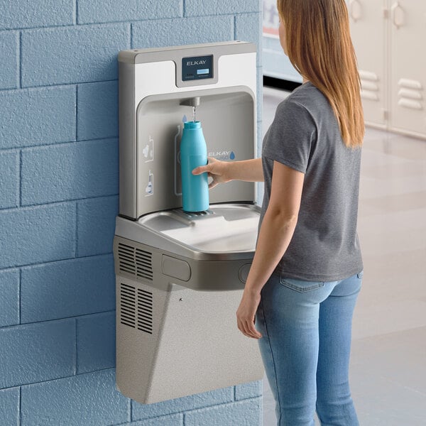 Zurn Elkay LZS8WSLP Light Gray 8 GPH Filtered Bottle Filling Station with Touchless Sensor Activation - 115V - Chilled