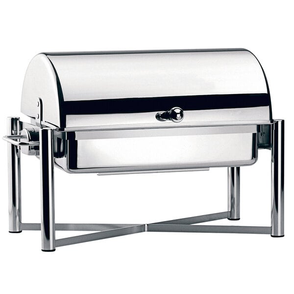 a silver container with a handle
