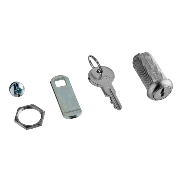 A Continental Refrigerator lock assembly with a key and nut.