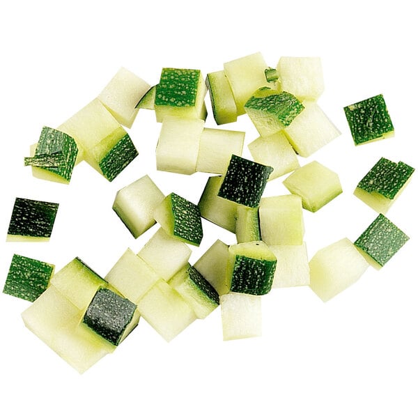 Diced zucchini created with a Robot Coupe 27113 Dicing Kit.