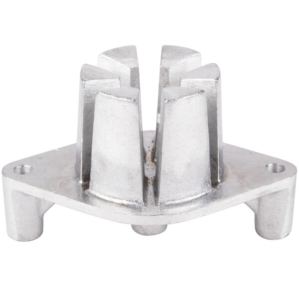 A metal object with six holes.