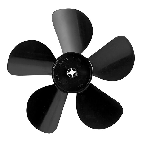 A black propeller fan blade.