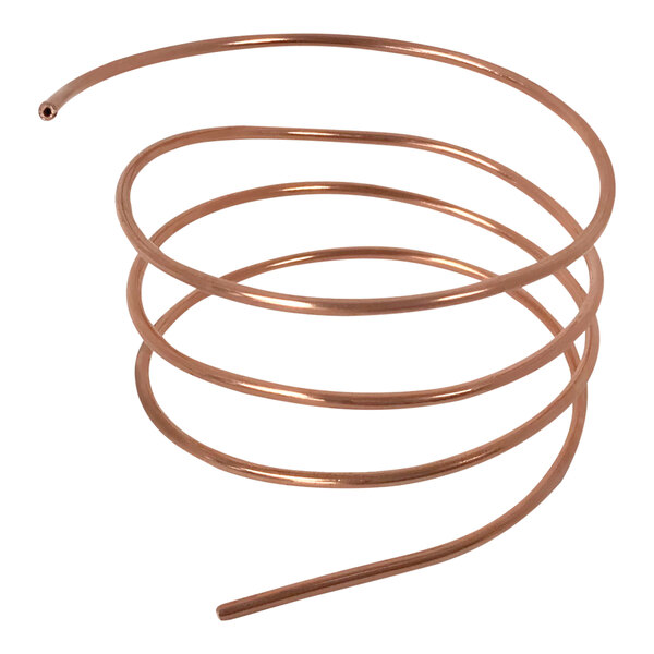A close-up of a Continental Refrigerator capillary tube, a copper coil with a spiral wire.