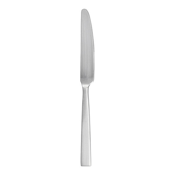 a silver knife on a white background