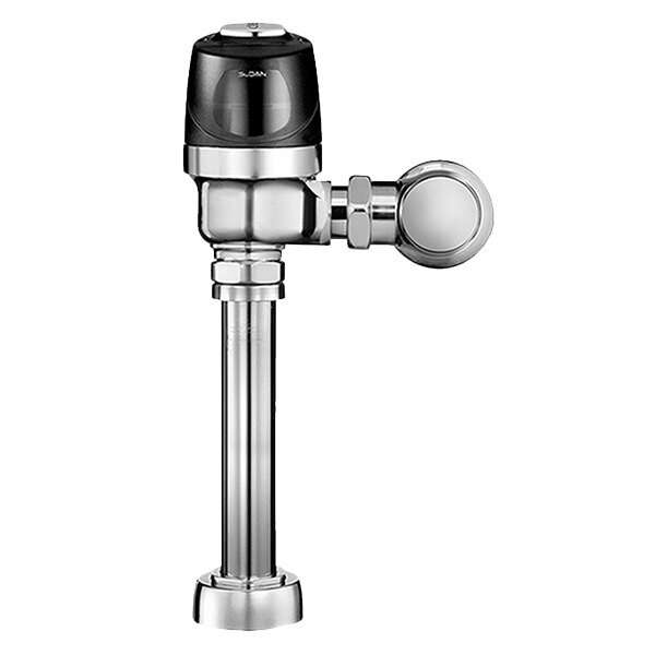 a close-up of a chrome urinal