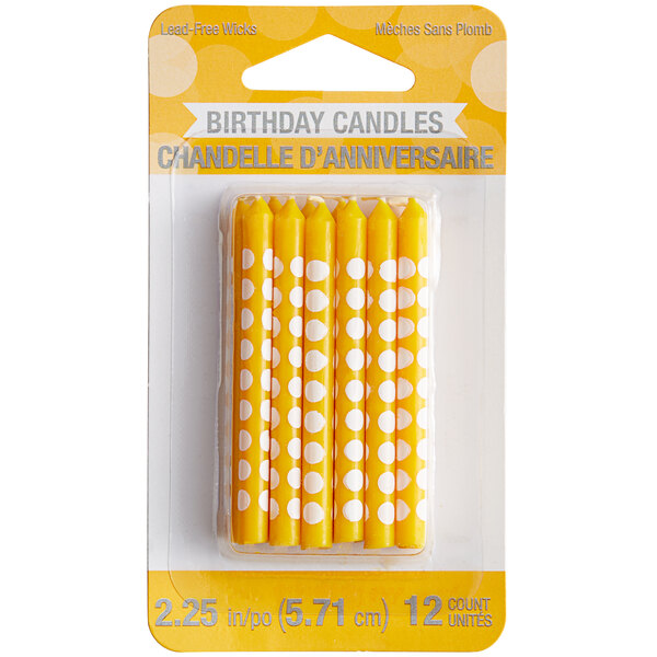 Creative Converting School Bus Yellow Candle With White Polka Dots 12 Pack