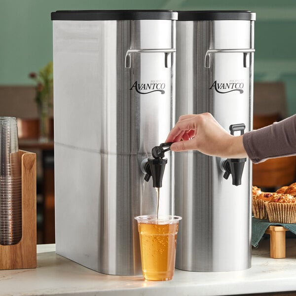 Avantco ITD5-GS-MV 5 Gallon Slim Iced Tea Dispenser with Stainless Steel Valve