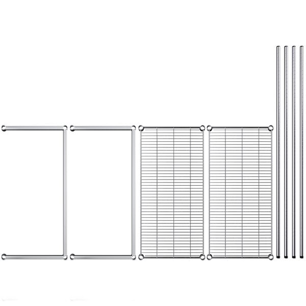 A chrome metal Regency water jug rack with two shelves and metal rods.