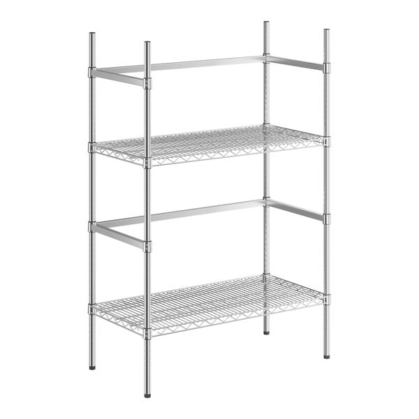 A Regency chrome wire shelving rack with two shelves.