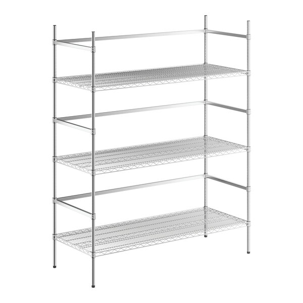 A Regency chrome wire shelving unit with three shelves.