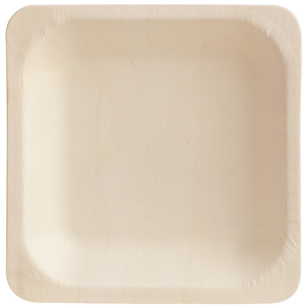 A TreeVive by EcoChoice square wooden plate.