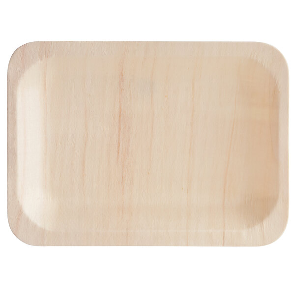 A TreeVive by EcoChoice wooden rectangular plate on a white background.