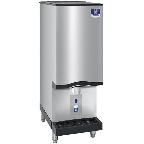 A stainless steel Manitowoc countertop nugget ice maker and water dispenser.