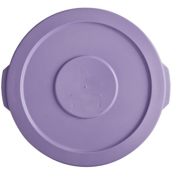 A purple plastic Baker's Mark lid with handles.