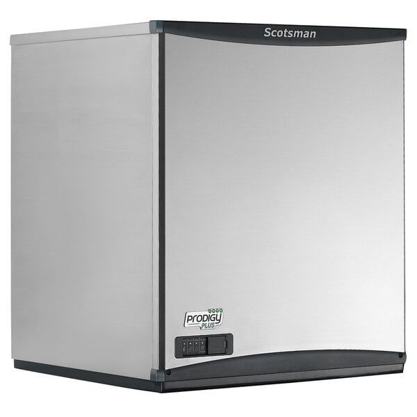 A silver and black Scottsman ice machine.