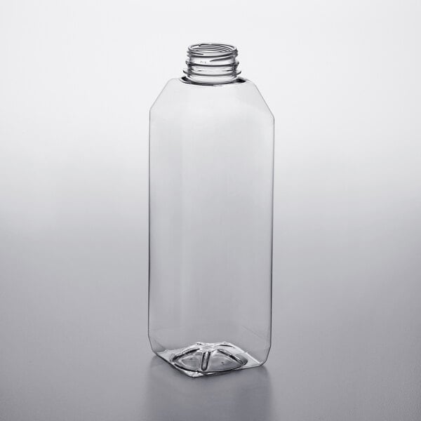 8 oz. Customizable Square PET Clear Juice Bottle - 320/Bag