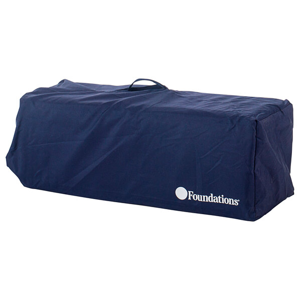 a blue bag with a logo on it