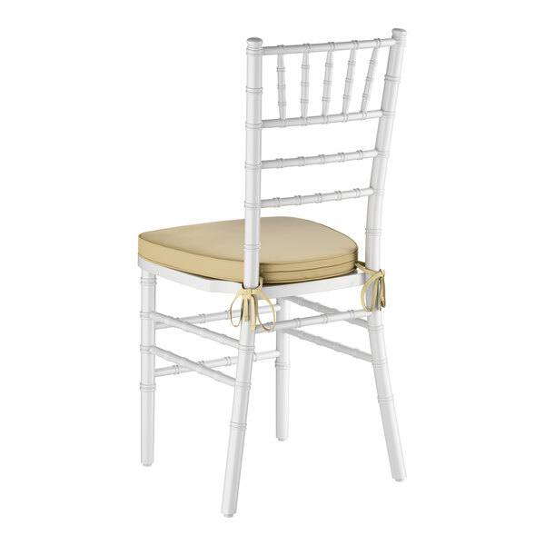 Lancaster Table & Seating White Wood Chiavari Chair with Gold Cushion
