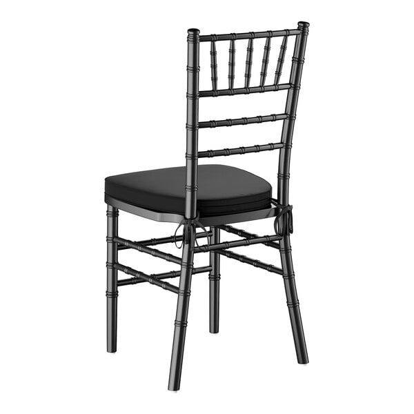 Lancaster Table & Seating Black Wood Chiavari Chair with Black Cushion