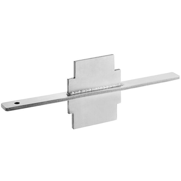 A stainless steel tool with a square design.