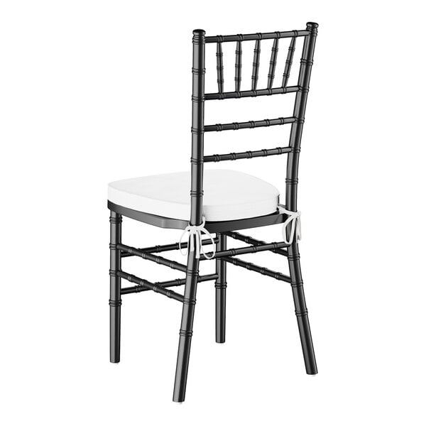 Lancaster Table & Seating Black Wood Chiavari Chair with White Cushion