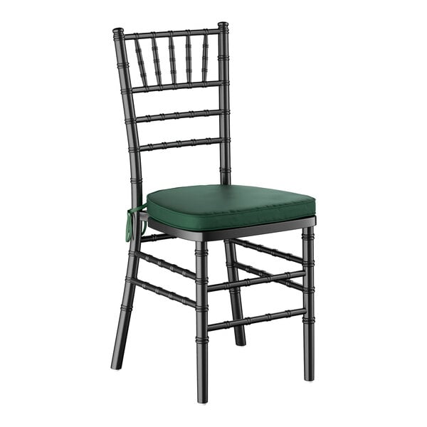 Lancaster Table & Seating Black Wood Chiavari Chair with Green Cushion