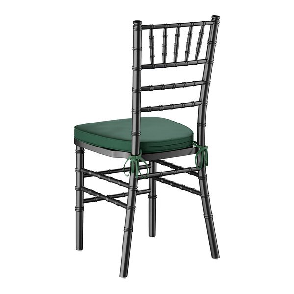 Lancaster Table & Seating Black Wood Chiavari Chair with Green Cushion
