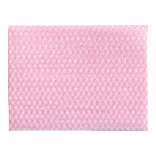 A rectangular pink cloth with a diamond-patterned texture.
