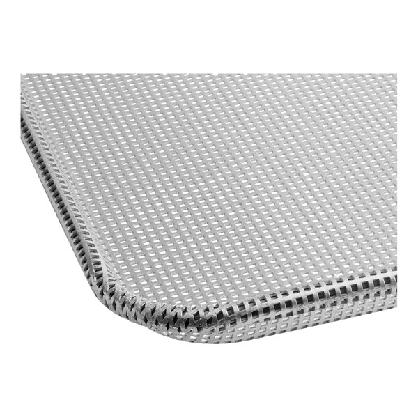 A heavy-duty, full-size, fully perforated aluminum sheet pan with a wire rim and rounded corners.